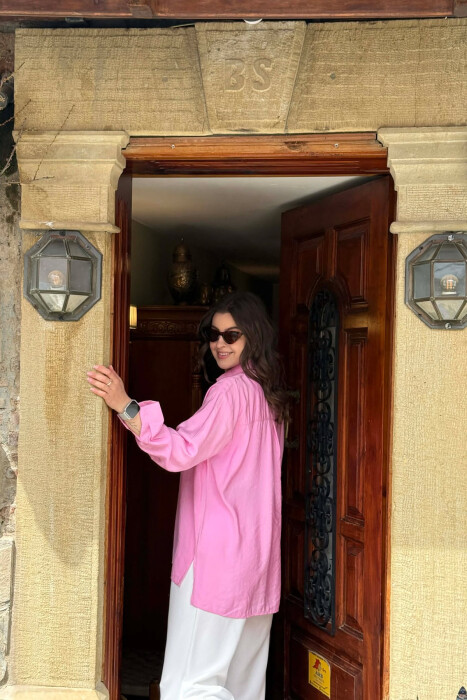 ONE COLOR SIMPLE WOMAN SHIRT PINK/ROZE - 3