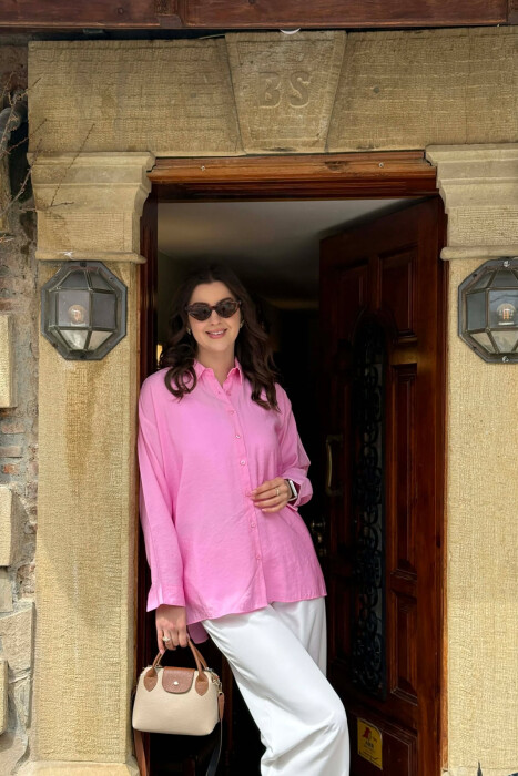 ONE COLOR SIMPLE WOMAN SHIRT PINK/ROZE - 4