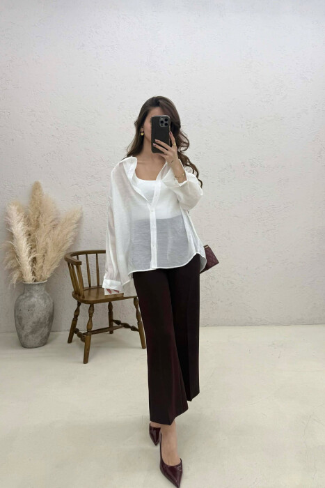 ONE COLOR SIMPLE WOMAN SHIRT WHITE-E BARDHE - 2