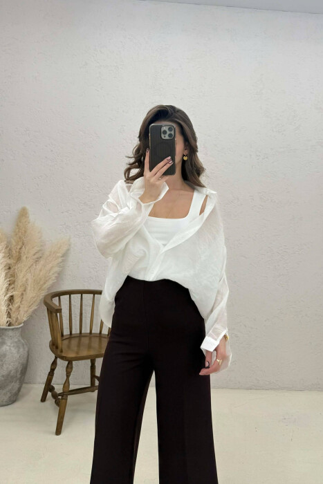 ONE COLOR SIMPLE WOMAN SHIRT WHITE-E BARDHE - 4