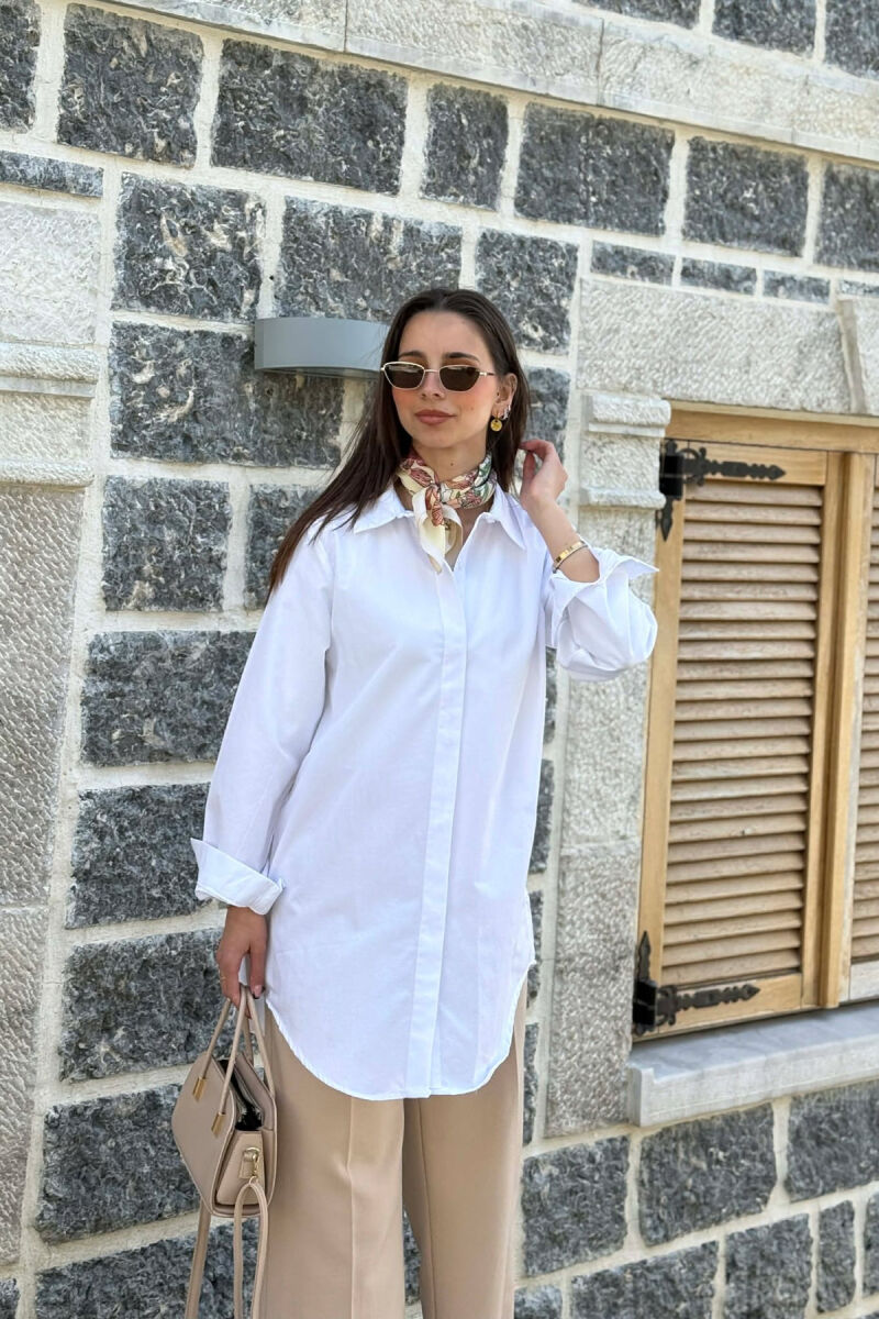 ONE COLOR SIMPLE WOMAN SHIRT WHITE-E BARDHE - 1