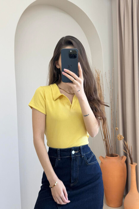 ONE COLOR SIMPLE WOMAN SHIRT YELLOW/E VERDHE 