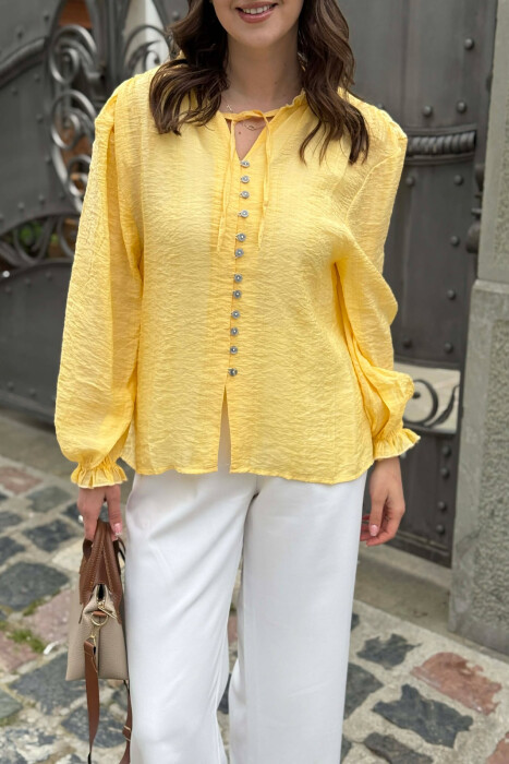 ONE COLOR SIMPLE WOMAN SHIRT YELLOW/E VERDHE - 2