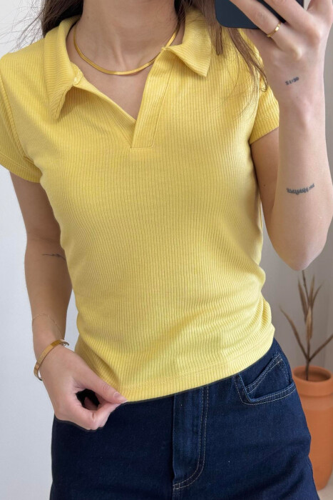 ONE COLOR SIMPLE WOMAN SHIRT YELLOW/E VERDHE - 5