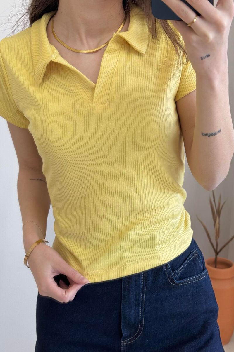 ONE COLOR SIMPLE WOMAN SHIRT YELLOW/E VERDHE - 5