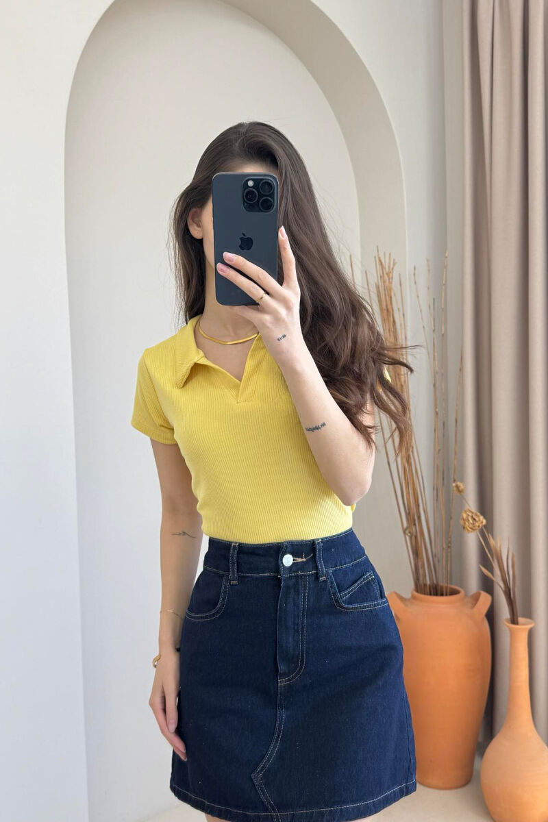 ONE COLOR SIMPLE WOMAN SHIRT YELLOW/E VERDHE - 8