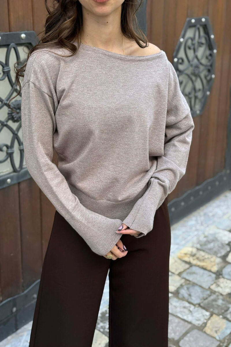 ONE COLOR SIMPLE WOMAN SWEATER BEIGE/BEZHE - 2