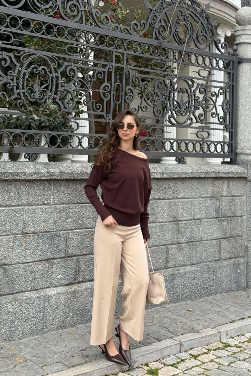 ONE COLOR SIMPLE WOMAN SWEATER BROWN/KAFE - 5