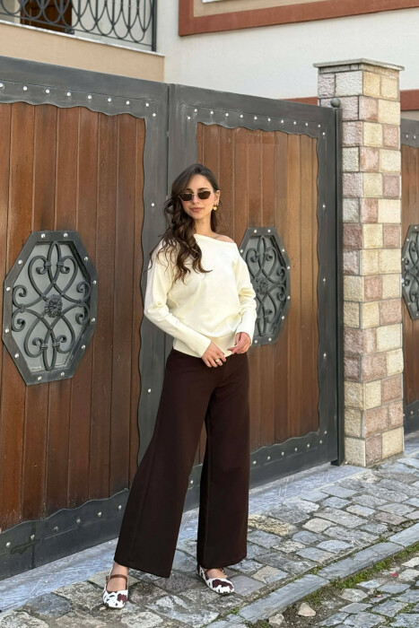 ONE COLOR SIMPLE WOMAN SWEATER CREAM/KREM - 2