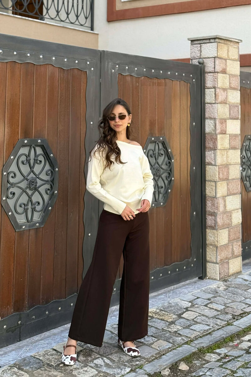 ONE COLOR SIMPLE WOMAN SWEATER CREAM/KREM - 2