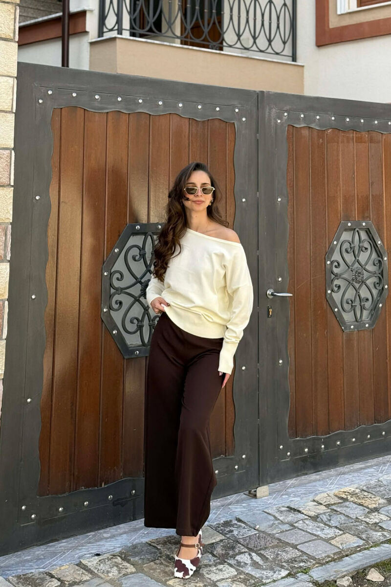 ONE COLOR SIMPLE WOMAN SWEATER CREAM/KREM - 5