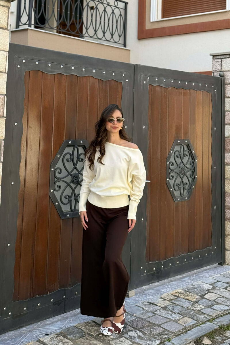 ONE COLOR SIMPLE WOMAN SWEATER CREAM/KREM - 6