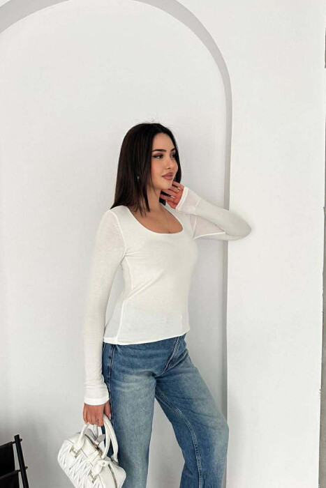 ONE COLOR SIMPLE WOMAN SWEATSHIRT WHITE-E BARDHE - 2