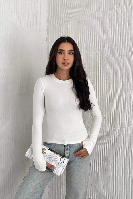 ONE COLOR SIMPLE WOMAN SWEATSHIRT WHITE-E BARDHE 