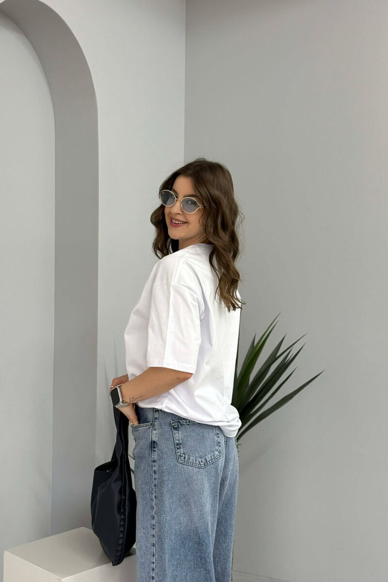 ONE COLOR SIMPLE WOMAN T-SHIRT + 6 PAIR SOCKS WHITE-E BARDHE - 2