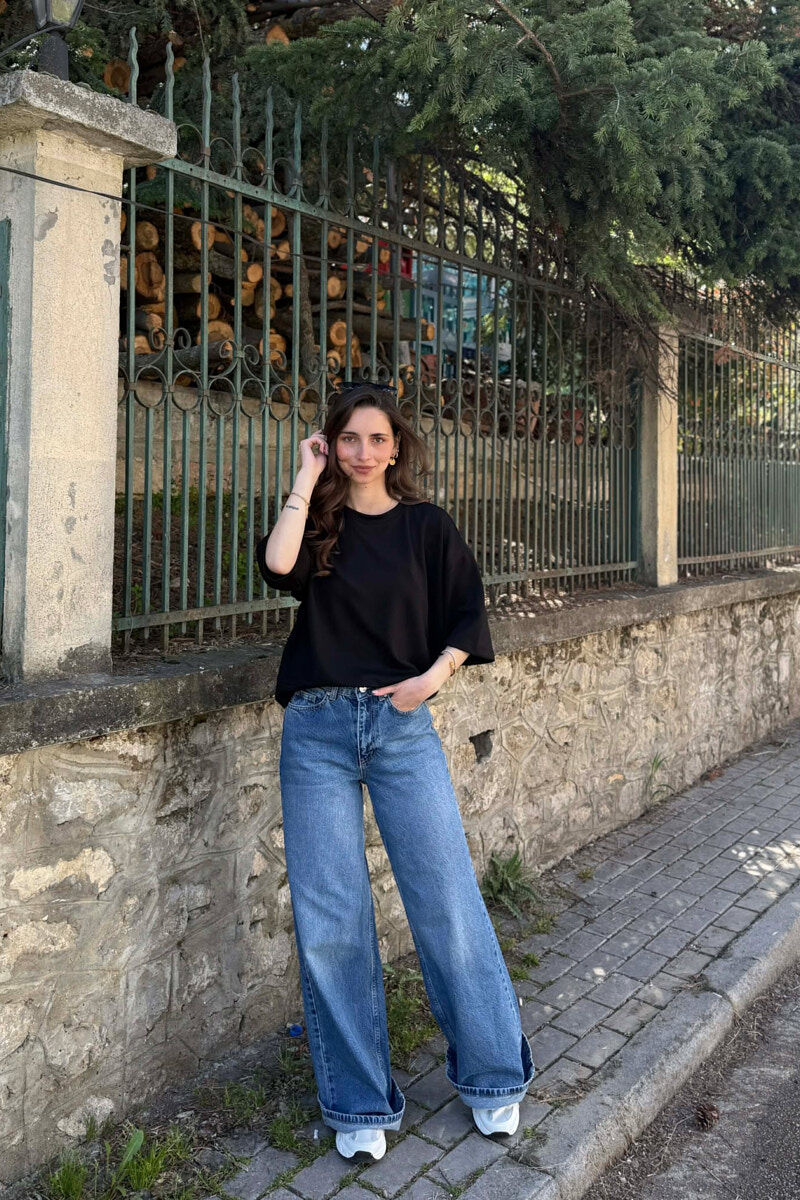 ONE COLOR SIMPLE WOMAN T-SHIRT BLACK/ E ZEZE - 2