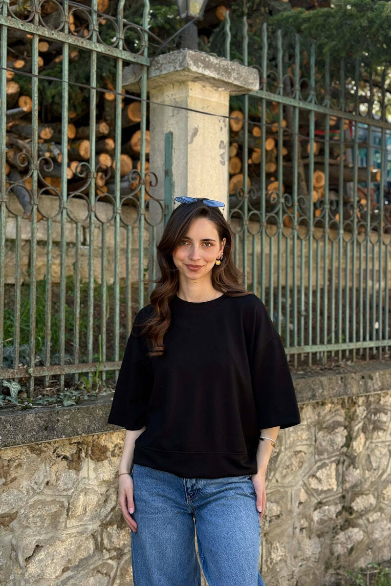 ONE COLOR SIMPLE WOMAN T-SHIRT BLACK/ E ZEZE - 4