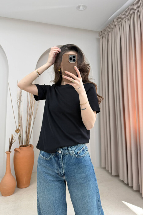 ONE COLOR SIMPLE WOMAN T-SHIRT BLACK/ E ZEZE 