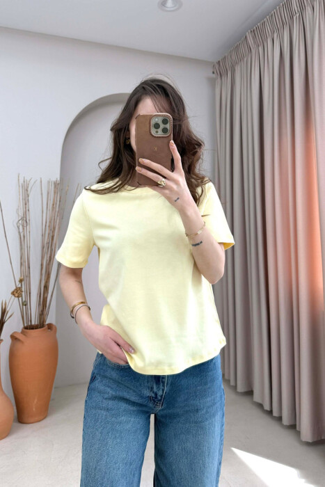 ONE COLOR SIMPLE WOMAN T-SHIRT LEMON/ LIMON - 3