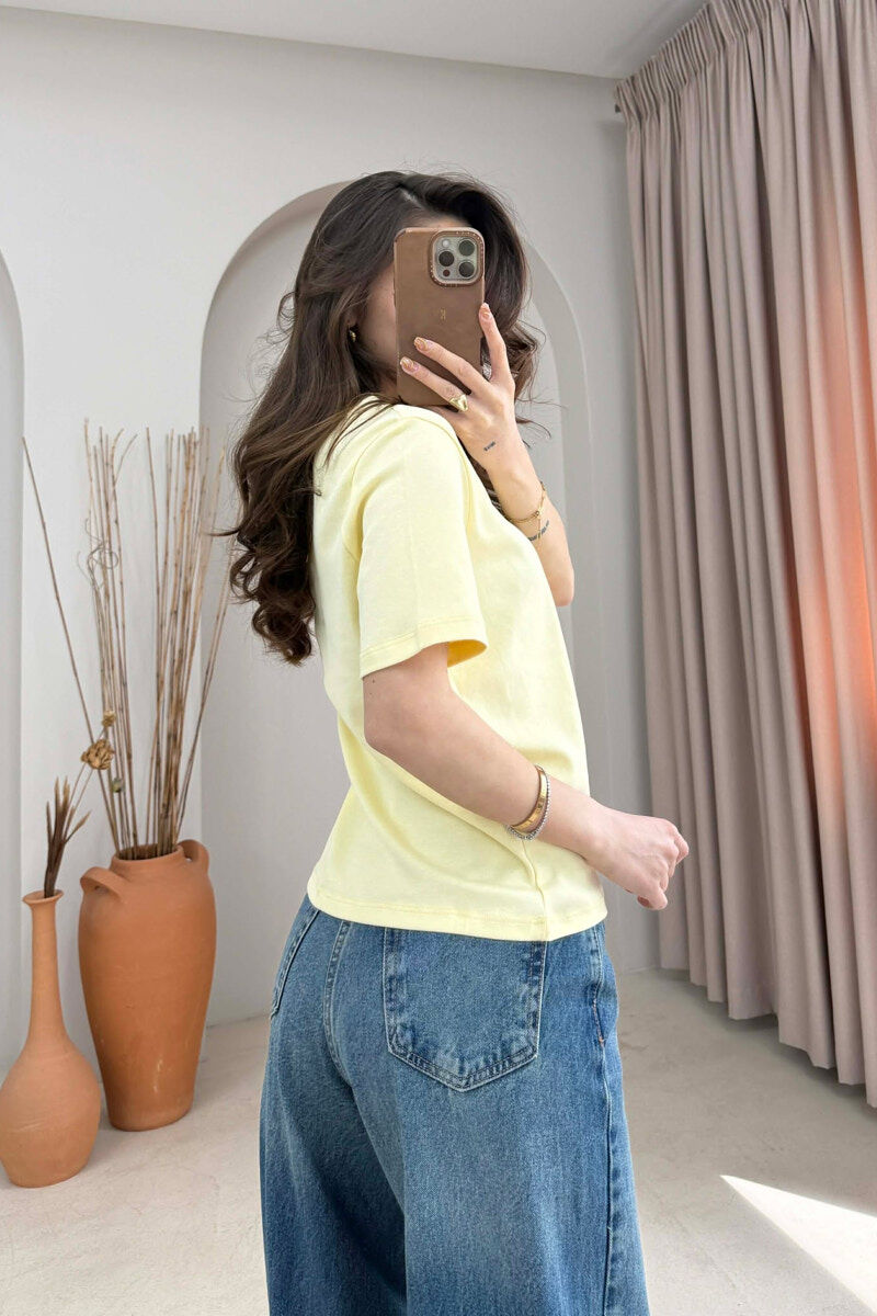 ONE COLOR SIMPLE WOMAN T-SHIRT LEMON/ LIMON - 4
