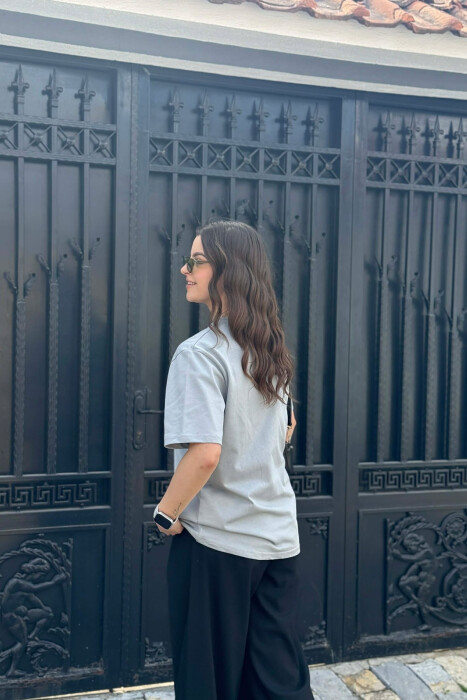 ONE COLOR SIMPLE WOMAN T-SHIRT + 6 PAIR SOCKS GREY/GRI - 5