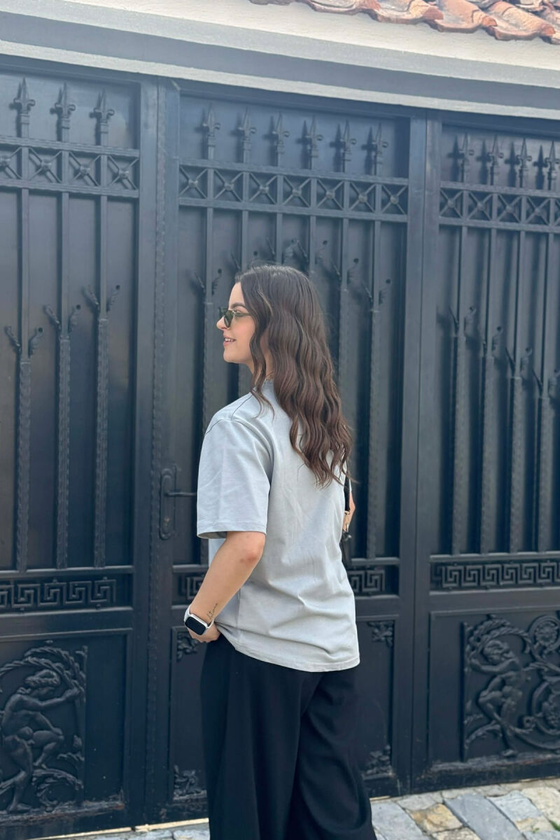 ONE COLOR SIMPLE WOMAN T-SHIRT + 6 PAIR SOCKS GREY/GRI - 5