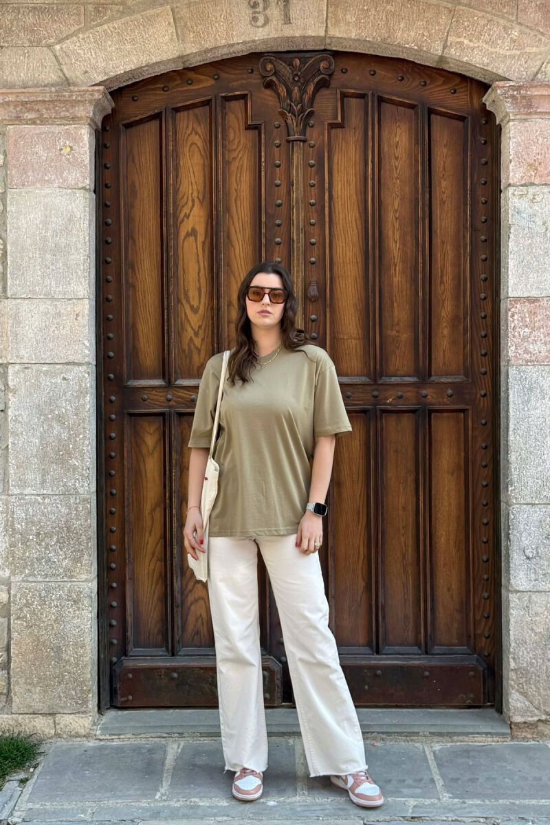 ONE COLOR SIMPLE WOMAN T-SHIRT + 6 PAIR SOCKS LIGHT GREEN/JEZB - 5