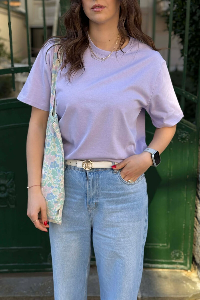 ONE COLOR SIMPLE WOMAN T-SHIRT + 6 PAIR SOCKS LIGHT PURPLE/LEZB - 3