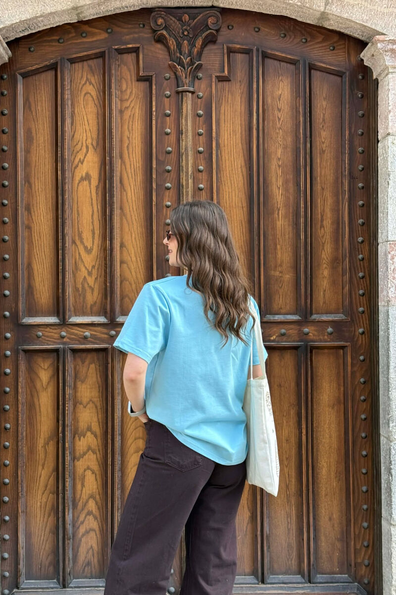 ONE COLOR SIMPLE WOMAN T-SHIRT + 6 PAIR SOCKS LIGHTBLUE/BZ - 5