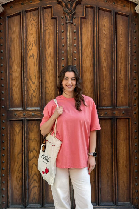 ONE COLOR SIMPLE WOMAN T-SHIRT + 6 PAIR SOCKS PINK/ROZE 