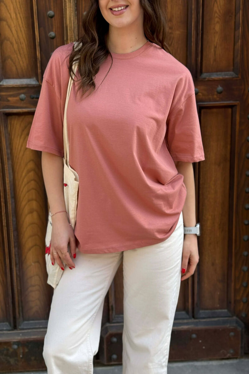 ONE COLOR SIMPLE WOMAN T-SHIRT + 6 PAIR SOCKS POWDER/PUDER - 3