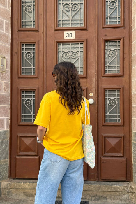 ONE COLOR SIMPLE WOMAN T-SHIRT + 6 PAIR SOCKS YELLOW/E VERDHE - 5