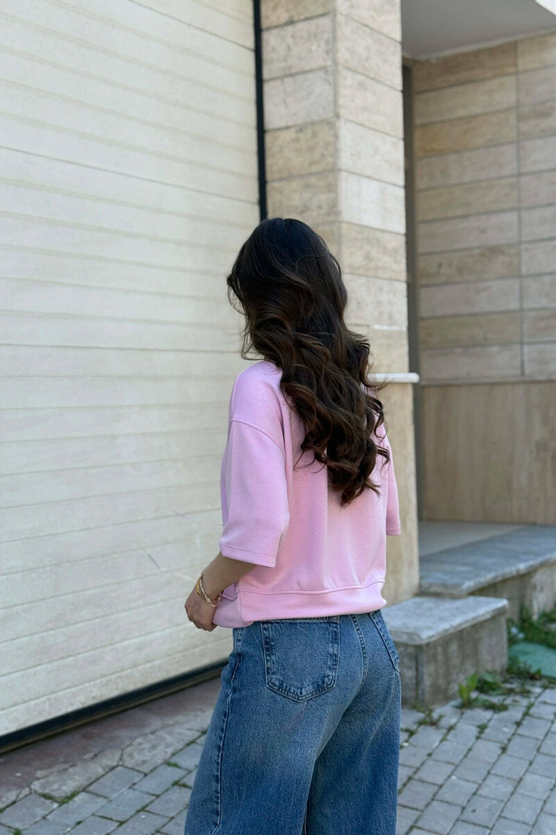 ONE COLOR SIMPLE WOMAN T-SHIRT PINK/ROZE - 5