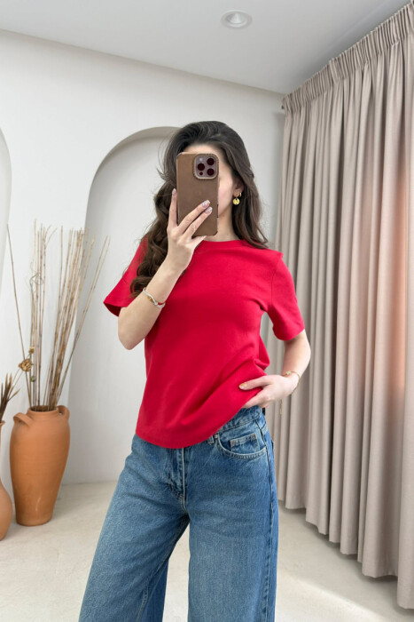 ONE COLOR SIMPLE WOMAN T-SHIRT RED/E KUQE - 