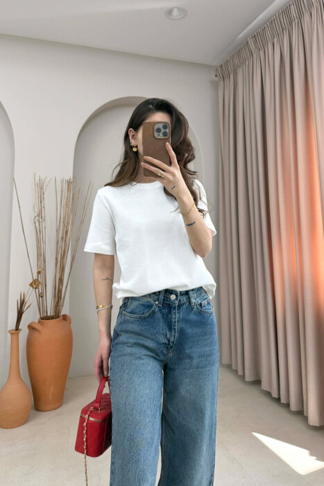 ONE COLOR SIMPLE WOMAN T-SHIRT WHITE-E BARDHE 