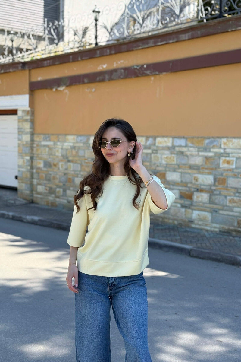 ONE COLOR SIMPLE WOMAN T-SHIRT YELLOW/E VERDHE - 1