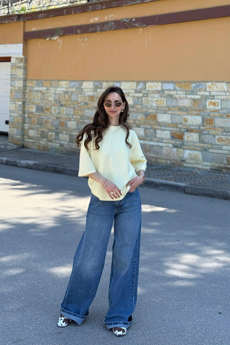 ONE COLOR SIMPLE WOMAN T-SHIRT YELLOW/E VERDHE - 2