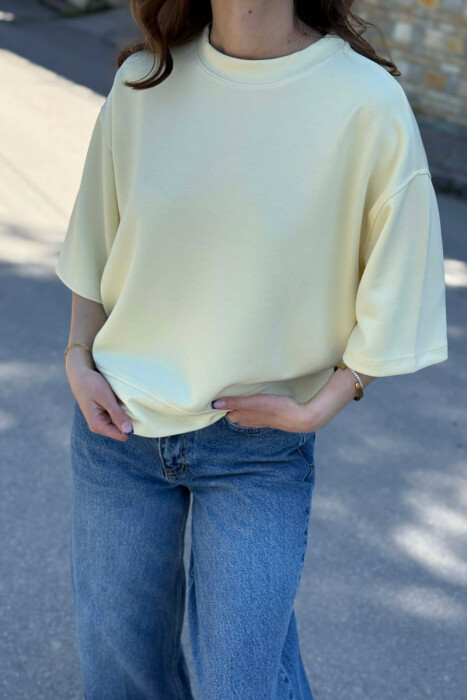 ONE COLOR SIMPLE WOMAN T-SHIRT YELLOW/E VERDHE - 3