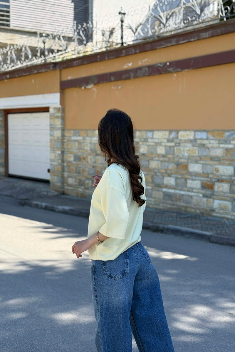 ONE COLOR SIMPLE WOMAN T-SHIRT YELLOW/E VERDHE - 4