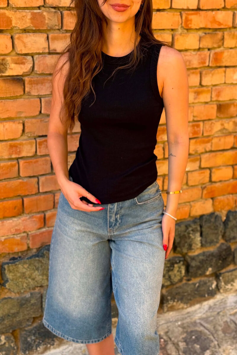 ONE COLOR SIMPLE WOMAN TANK TOP BLACK/ E ZEZE - 2