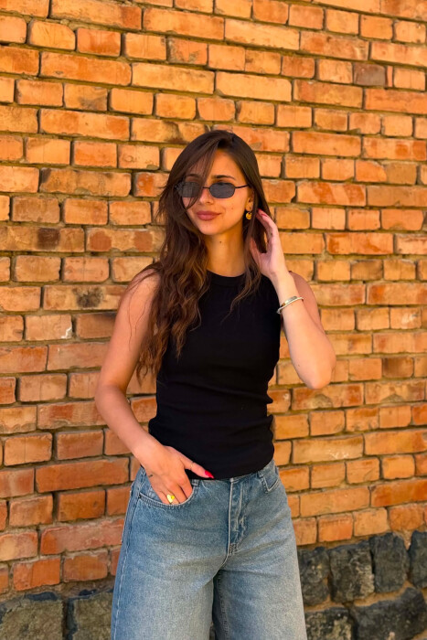 ONE COLOR SIMPLE WOMAN TANK TOP BLACK/ E ZEZE - 5