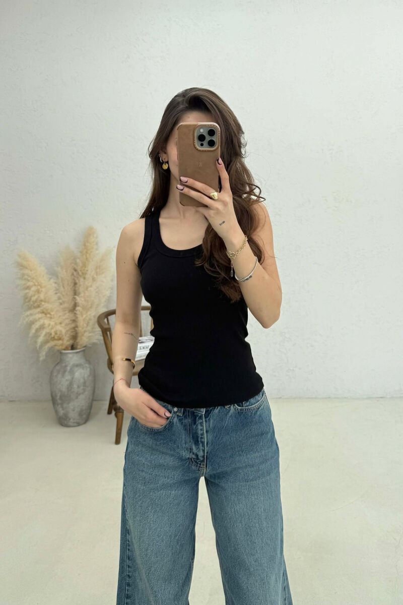 ONE COLOR SIMPLE WOMAN TANK TOP BLACK/ E ZEZE - 1