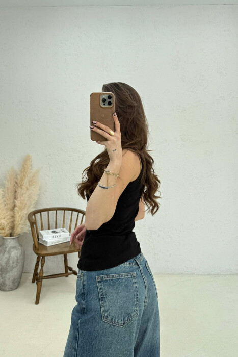 ONE COLOR SIMPLE WOMAN TANK TOP BLACK/ E ZEZE - 3