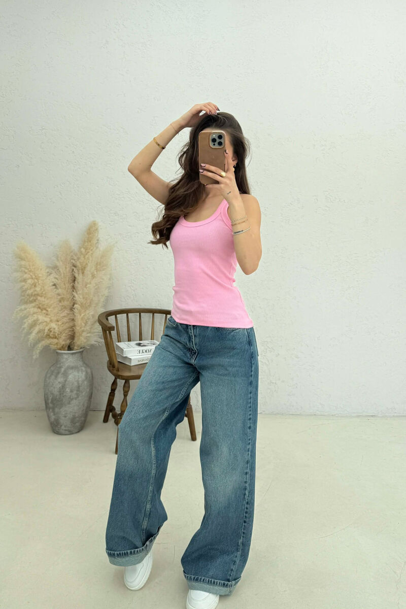 ONE COLOR SIMPLE WOMAN TANK TOP PINK/ROZE - 3