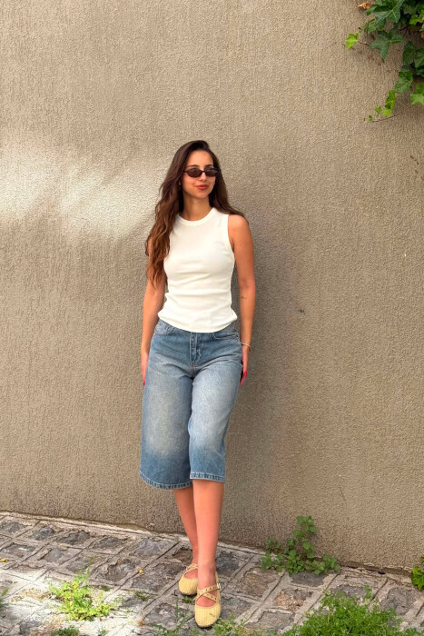 ONE COLOR SIMPLE WOMAN TANK TOP WHITE-E BARDHE - 4