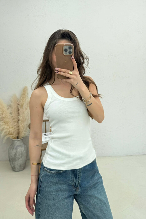 ONE COLOR SIMPLE WOMAN TANK TOP WHITE-E BARDHE - 1