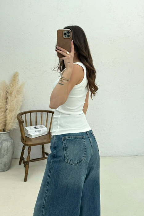 ONE COLOR SIMPLE WOMAN TANK TOP WHITE-E BARDHE - 2