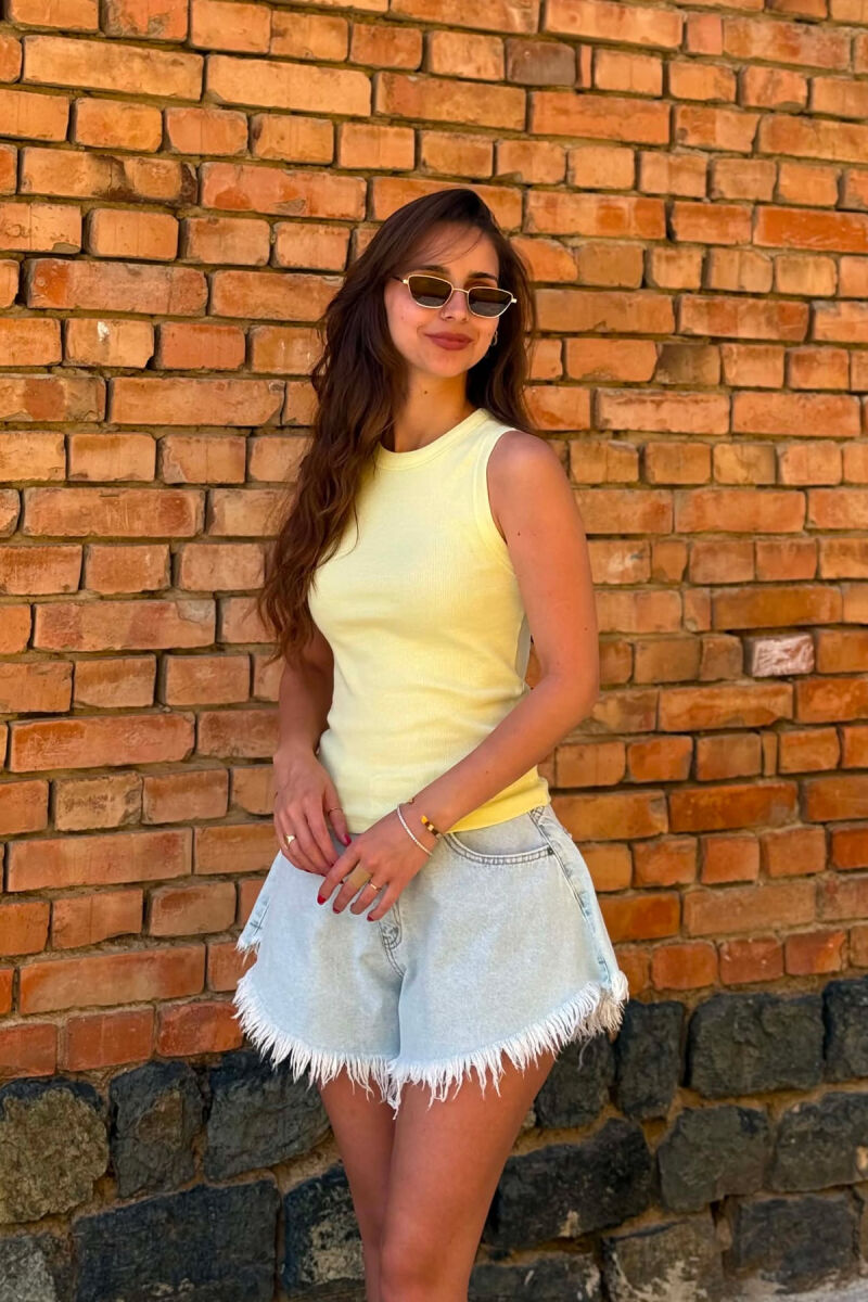 ONE COLOR SIMPLE WOMAN TANK TOP YELLOW/E VERDHE - 3