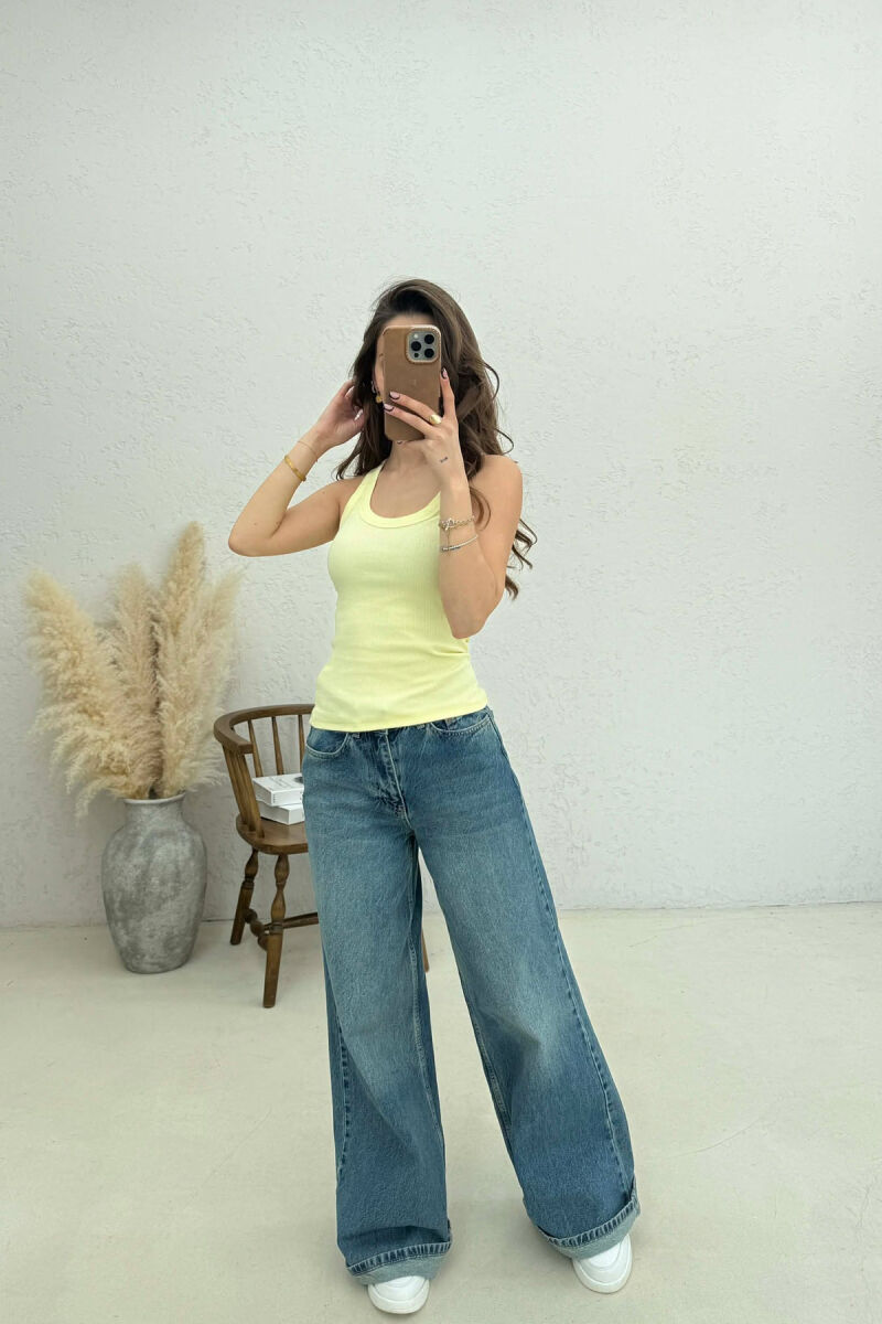 ONE COLOR SIMPLE WOMAN TANK TOP YELLOW/E VERDHE - 3