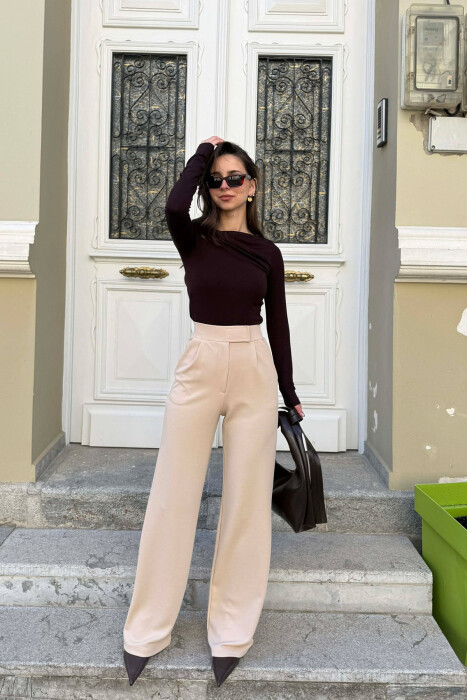ONE COLOR SIMPLE WOMAN TROUSERS BEIGE/BEZHE 